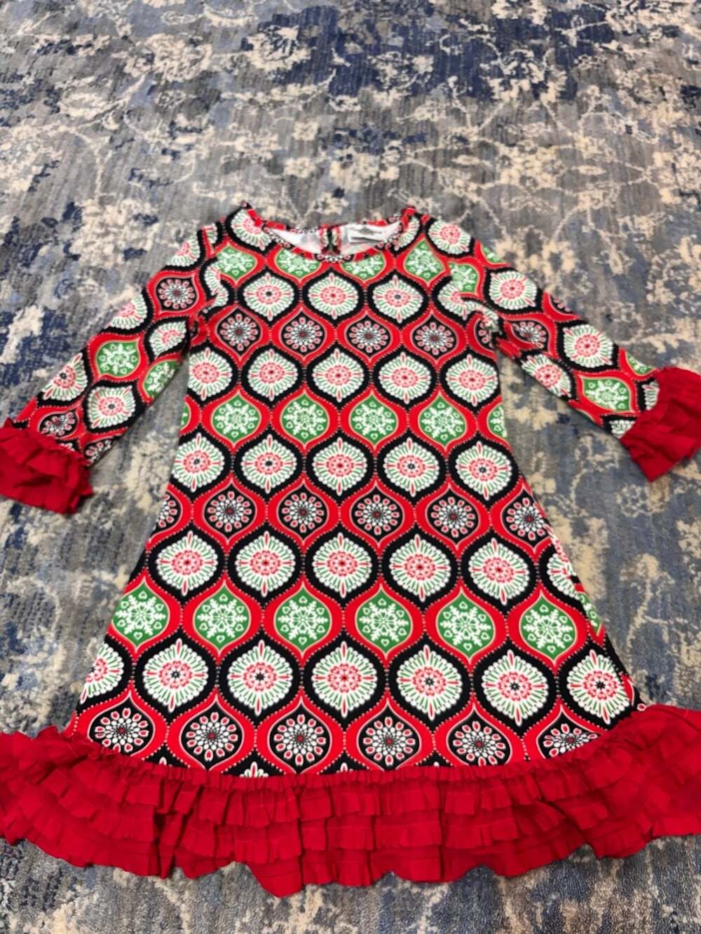 Rare Editions Christmas Ornament Dress Size 10 Ruffle